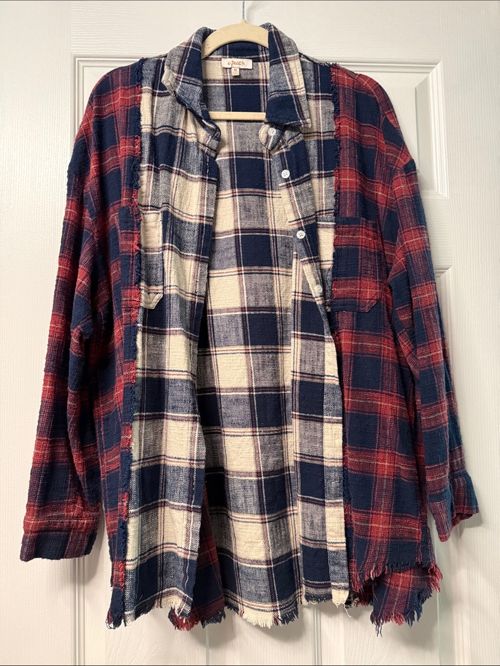 Classic Plaid Flannel Button-Down Shirt - Red & Navy